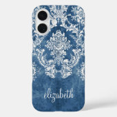  Damaspatroon - Grungy Sapphire Blue Case-Mate iPhone Case (Achterkant)