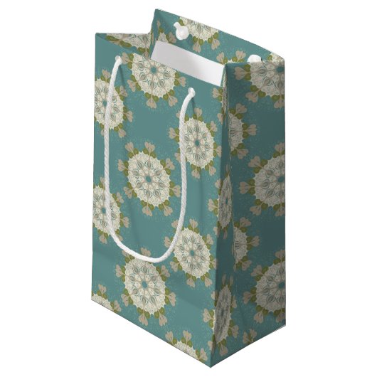 Damaspatroon met abstracte elementen klein cadeauzakje (Voorkant Gekanteld)