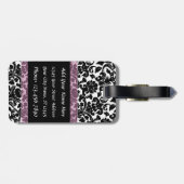  Damaspatroon met monogram Bagagelabel (Achterkant horizontaal)