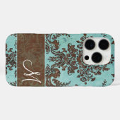 Damaspatroon met monogram Case-Mate iPhone Case (Achterkant (horizontaal))