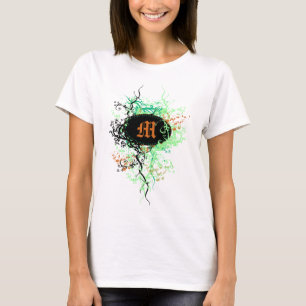 Damaspatroon met Monogram Letter M T-shirt