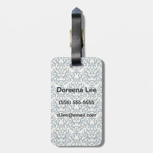 Damaspatroon op verloopachtergrond 2 bagagelabel (Achterkant verticaal)