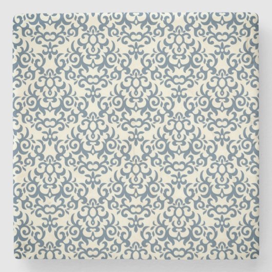 Damaspatroon op verloopachtergrond 2 stenen onderzetter (Voorkant)