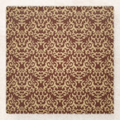 Damaspatroon op verloopachtergrond glazen onderzetter (Voorkant)