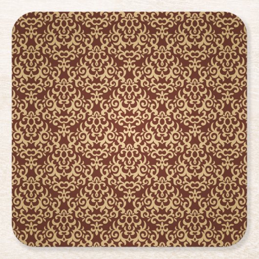 Damaspatroon op verloopachtergrond vierkante kartonnen onderzetter (Voorkant)