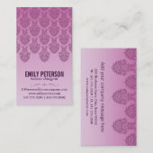 Damaspatroon (paars) visitekaartje (Voorkant / Achterkant)