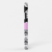 DamasPatroon, zwart-wit Damask, Jouw naam Case-Mate iPhone Case (Achterkant/rechts)