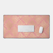 Damasroze en goudelegant Victoriaans Bureaumat (Keyboard & Muis)