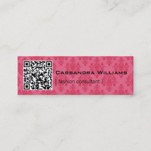 Damasroze QR CODE Mini-Visitekaartjes Mini Visitekaartje