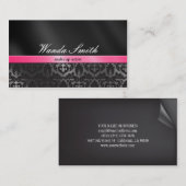 Damassé à la mode rose et carte de visite noir 2 (Devant / Derrière)
