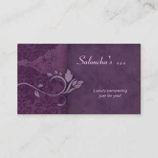 Damassé âgée par pourpre de carte de visite de spa