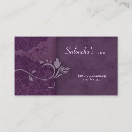 Damassé âgée par pourpre de carte de visite de spa (Devant)