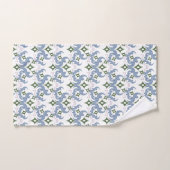 damassé bleu et vert ornement pointillisme (Serviette à main)