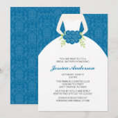 Damassé bleue et invitations florales de Fête de (Devant / Derrière)