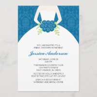 Damassé bleue et invitations florales de Fête de