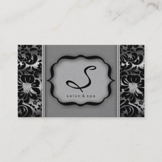 Damassé d'argent de carte de visite de spa de (Devant)