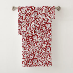 Damassé de chardon de William Morris, rouge fonc