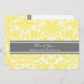 Damassé de gris de citron de cartes de Merci de (Devant / Derrière)