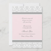 Damassé de gris de rose de cartes de Merci de baby (Dos)