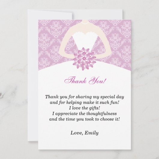 Damassé de lilas de Fête de la mariée de carte de (Devant)