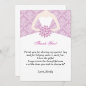 Damassé de lilas de Fête de la mariée de carte de (Devant / Derrière)