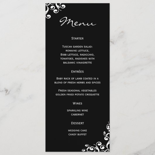 Damassé de menu de mariage (Devant)