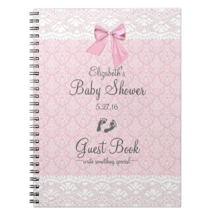 Damassé de rose de livre d'invité de baby shower