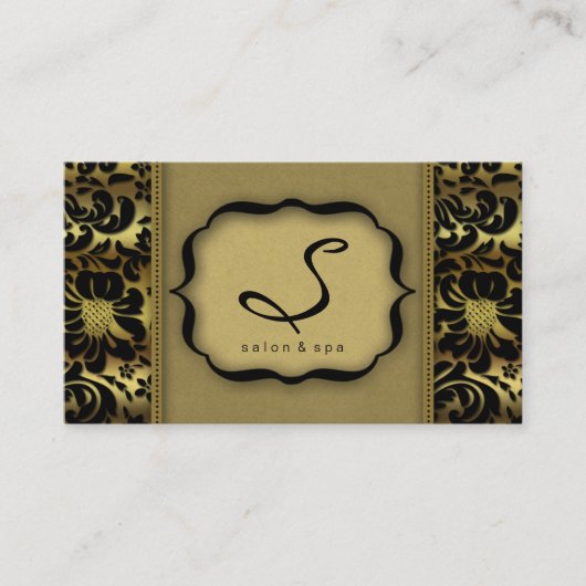 Damassé d'or de carte de visite de spa de salon (Devant)