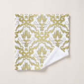 Damassé d'or sur le blanc ou tout ensemble de (Gant de toilette)