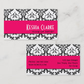 Damassé élégante de rose de carte de visite (Devant / Derrière)
