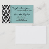 Damassé et carte de visite élégant bleu (Devant / Derrière)