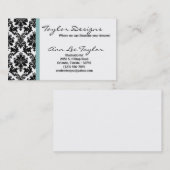 Damassé et carte de visite élégant bleu (Devant / Derrière)