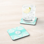 Damassé et dessous de verre élégants de monogramme (Côté Droit)