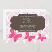 Damassé et invitation rose de papillon (Devant / Derrière)