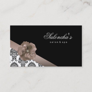 Damassé florale beige de noir de carte de visite
