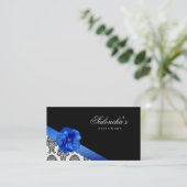 Damassé florale bleue de noir de carte de visite (Debout devant)