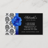 Damassé florale bleue de noir de carte de visite (Dos)