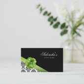 Damassé florale de vert de noir de carte de visite (Debout devant)