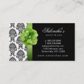 Damassé florale de vert de noir de carte de visite (Dos)
