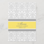 Damassé florale grise de citron de menu de mariage (Dos)