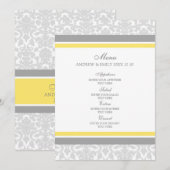 Damassé florale grise de citron de menu de mariage (Devant / Derrière)