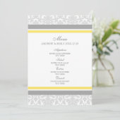 Damassé florale grise de citron de menu de mariage (Debout devant)