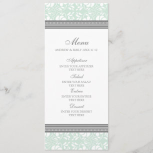 Damassé florale grise de menthe de menu de mariage