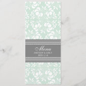 Damassé florale grise de menthe de menu de mariage (Dos)