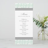 Damassé florale grise de menthe de menu de mariage (Debout devant)