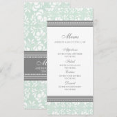 Damassé florale grise de menthe de menu de mariage (Devant / Derrière)