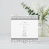 Damassé florale grise de menu de mariage (Debout devant)