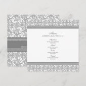 Damassé florale grise de menu de mariage (Devant / Derrière)