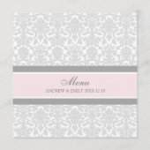 Damassé florale grise de rose de menu de mariage (Dos)