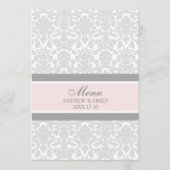 Damassé florale grise de rose de menu de mariage (Dos)